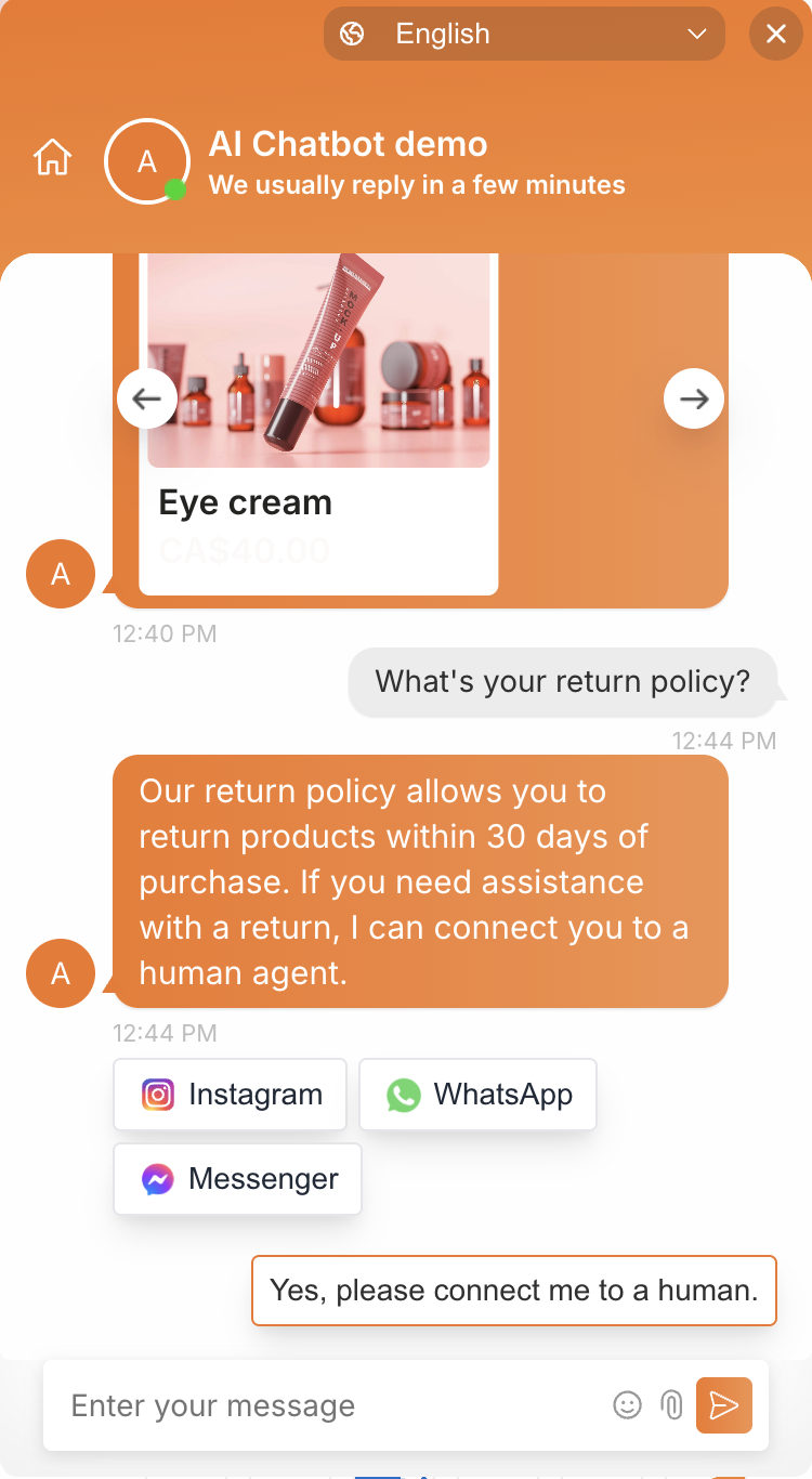 Example for finding return policy through Moose