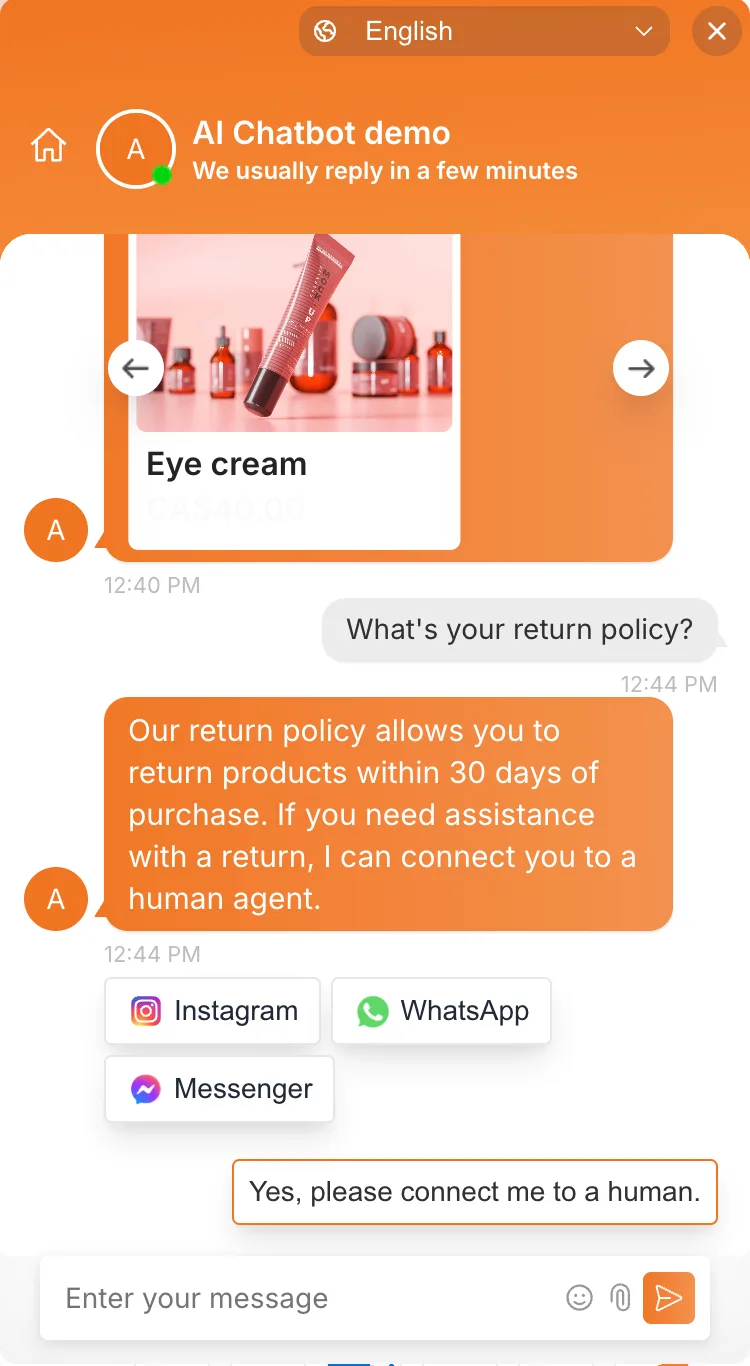 Example for finding return policy through Moose