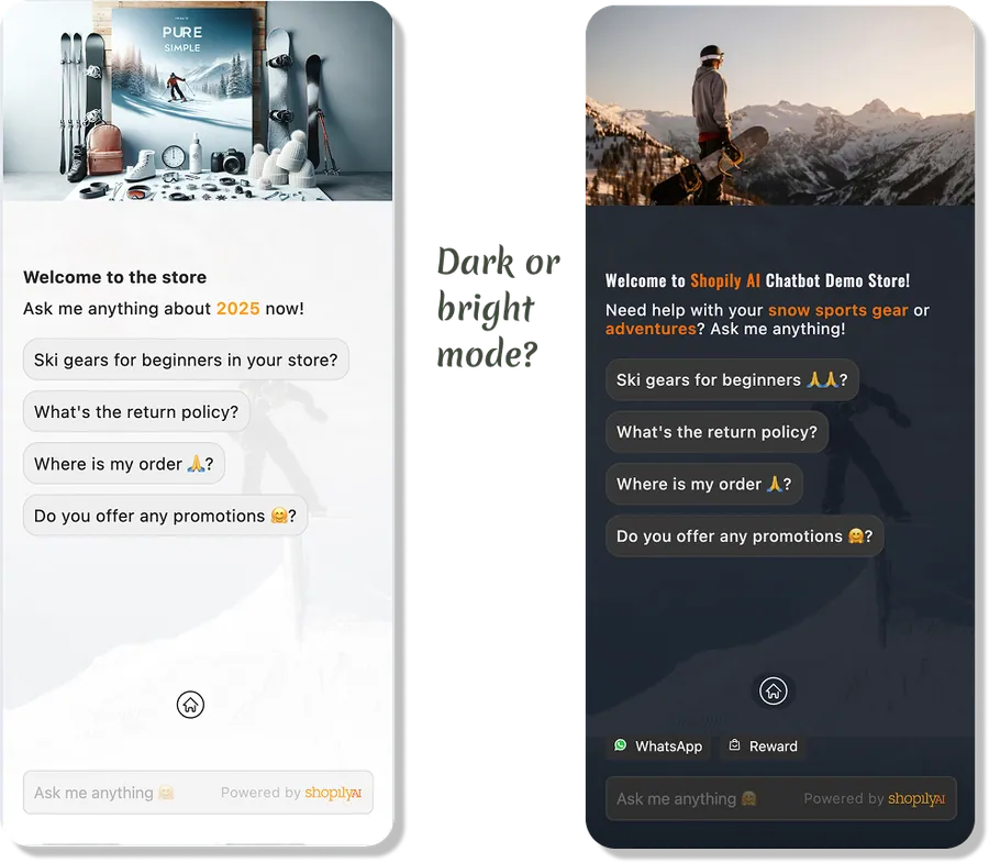Dark or Bright Mode for AI Chat Window